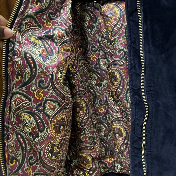 Schott NYC Dark Blue Velvet Bomber Jacket - Picture 3 of 10